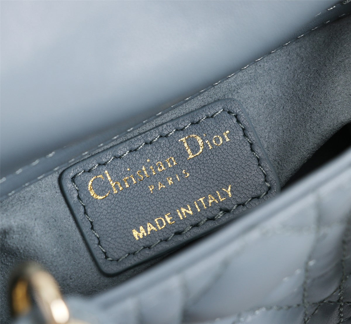 Dior Dusty Blue Quilted Leather Top Handle Bag with Crossbody Strap