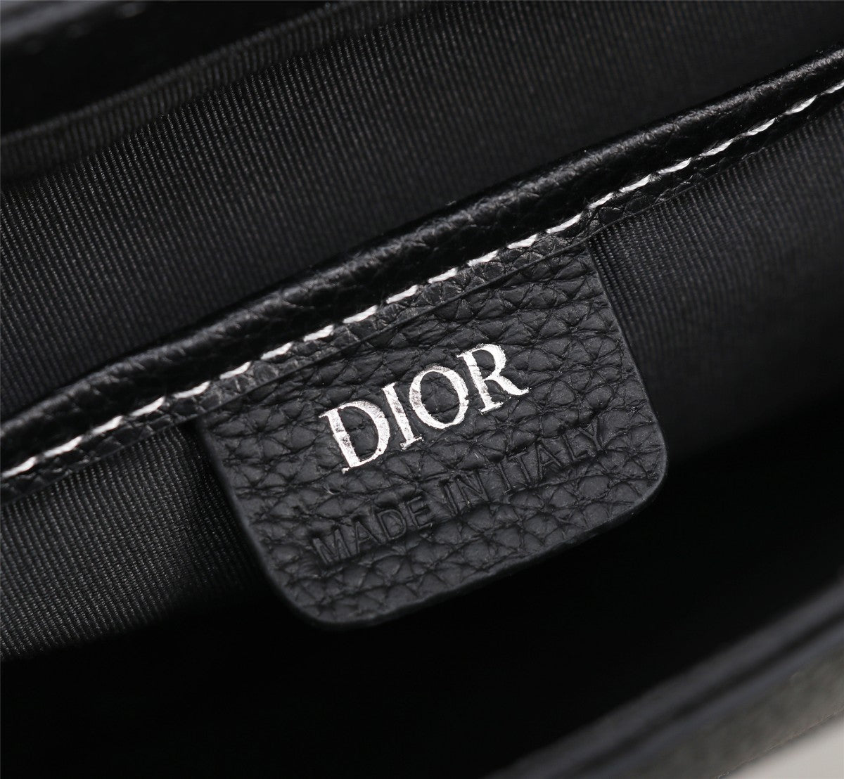 Dior Black Leather Crossbody Bag with Contrast Stitching and Buckle Clasp