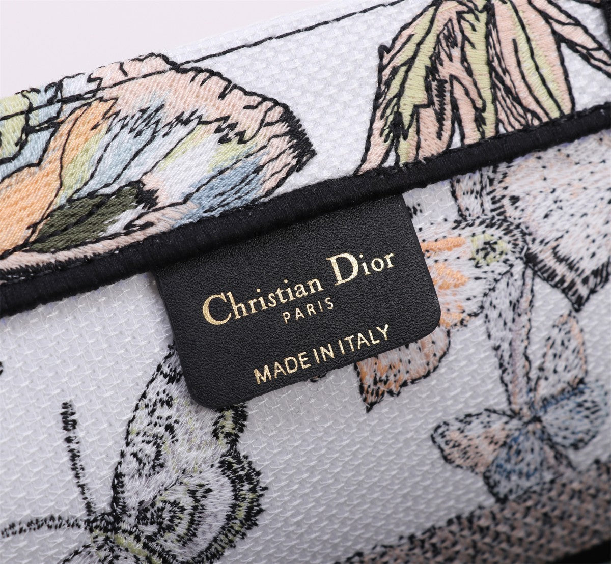 Dior Butterfly Floral Embroidered Canvas Tote Bag with Top Handle