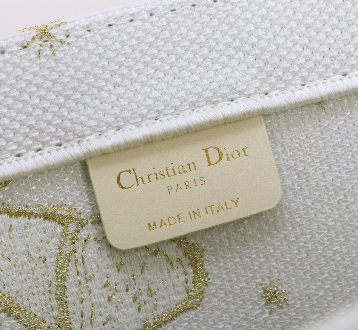 Dior Elegant Butterfly Embroidered Canvas Tote Bag with Top Handles