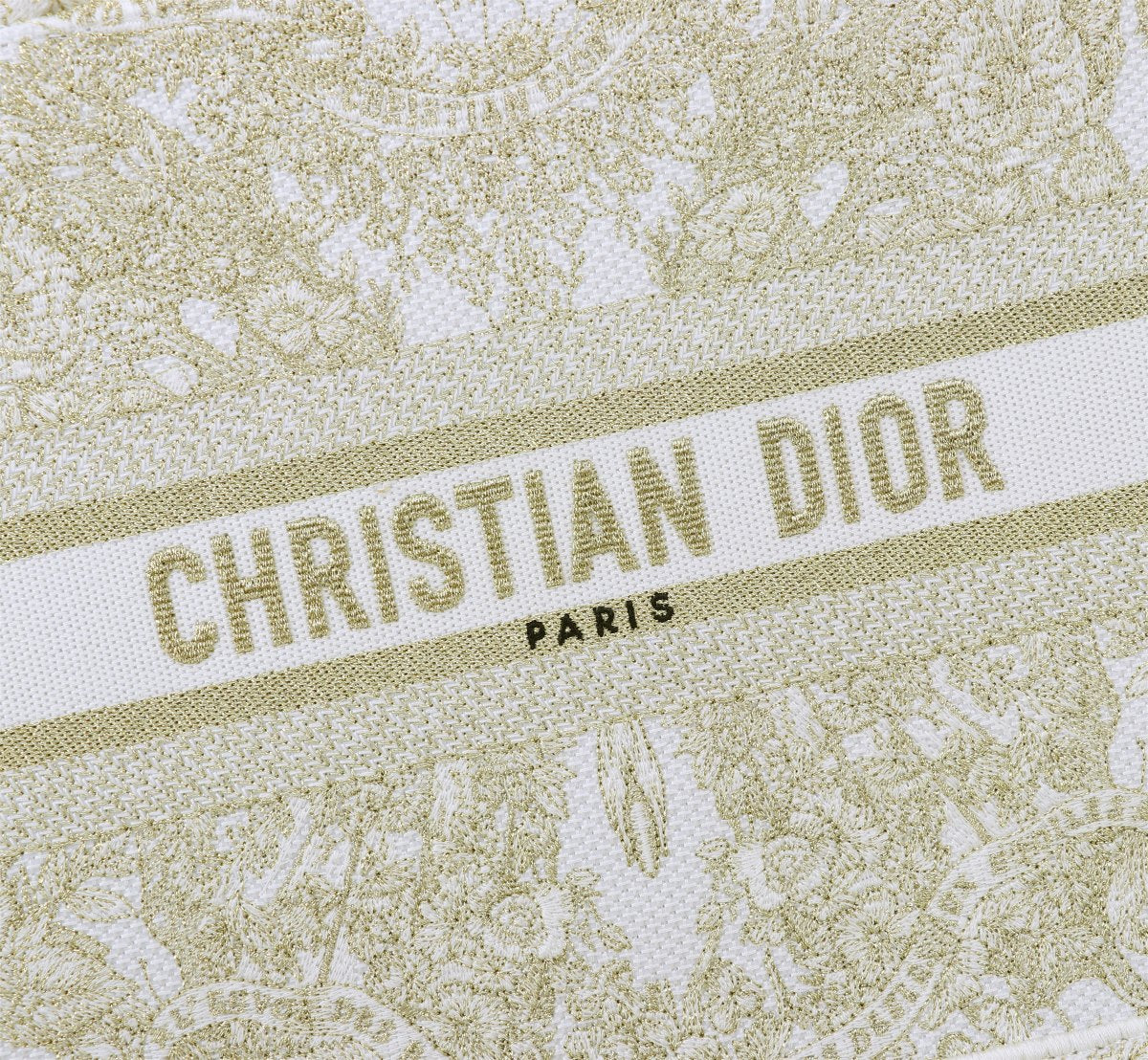 Dior Green Floral Embroidered Canvas Tote Bag with Top Handles