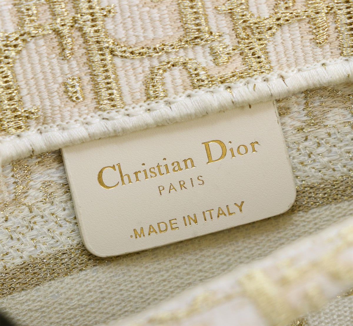 Dior Beige Embroidered Canvas Mini Tote Bag with Crossbody Strap