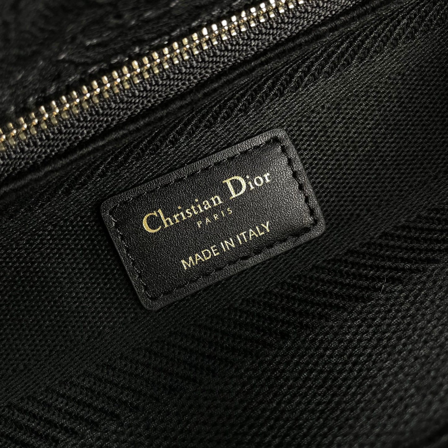 Dior Classic Black Embroidered Canvas Tote Bag with Top Handle