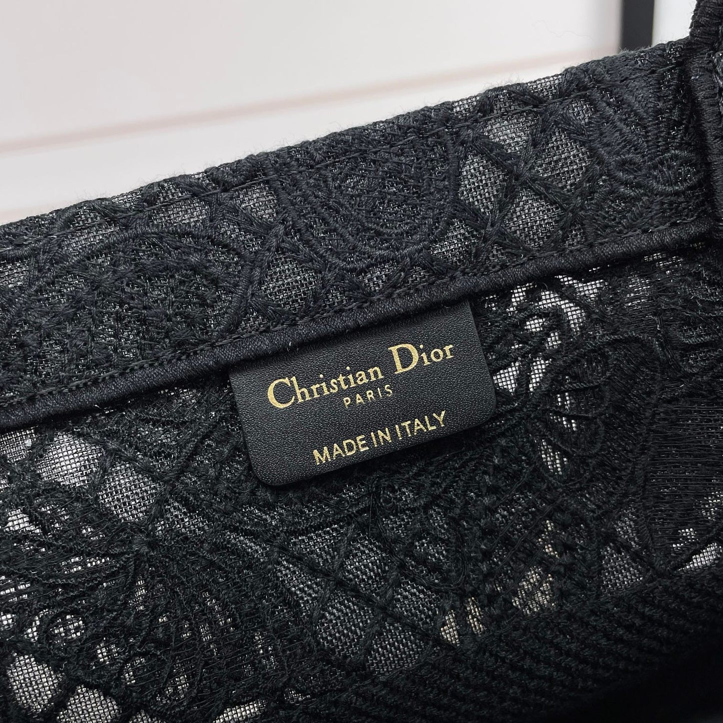Dior Luxury Style Black Canvas Tote Bag with Butterfly Embroidery