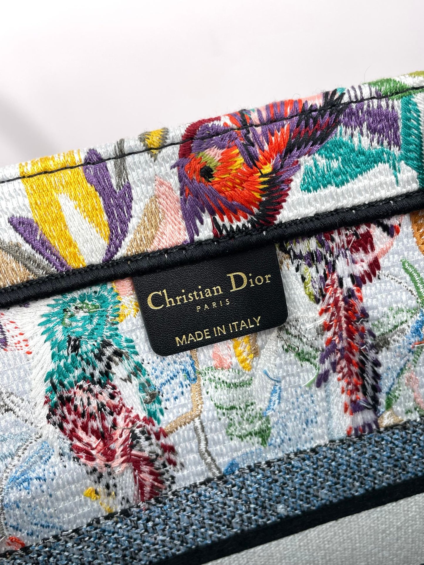 Dior Colorful Embroidered Floral Butterfly Canvas Tote Bag for Women