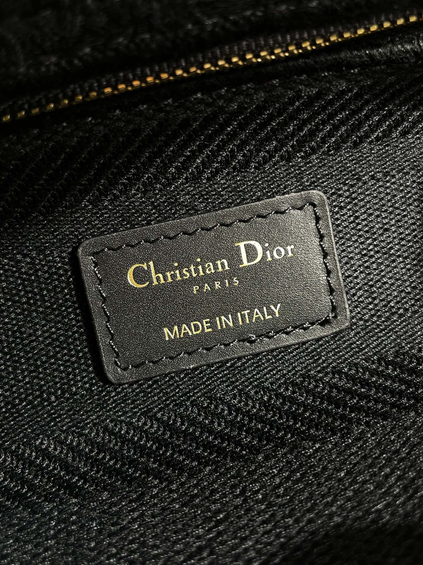 Dior Luxury Embroidered Navy Blue Canvas Top Handle Bag with Strap