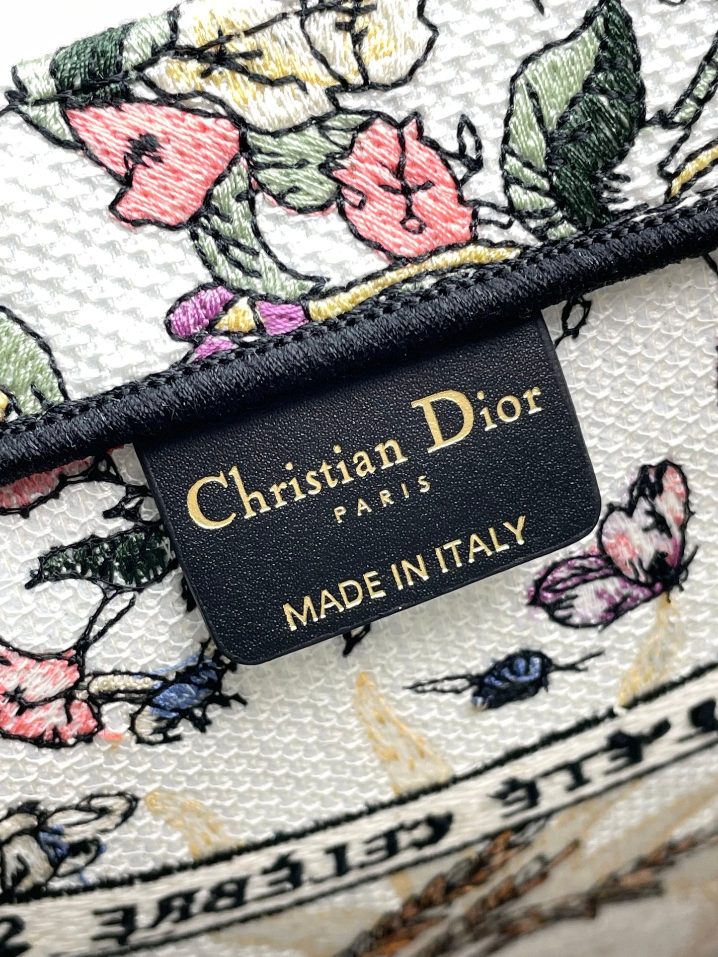 Dior Colorful Floral Embroidered Canvas Tote Bag with Top Handles