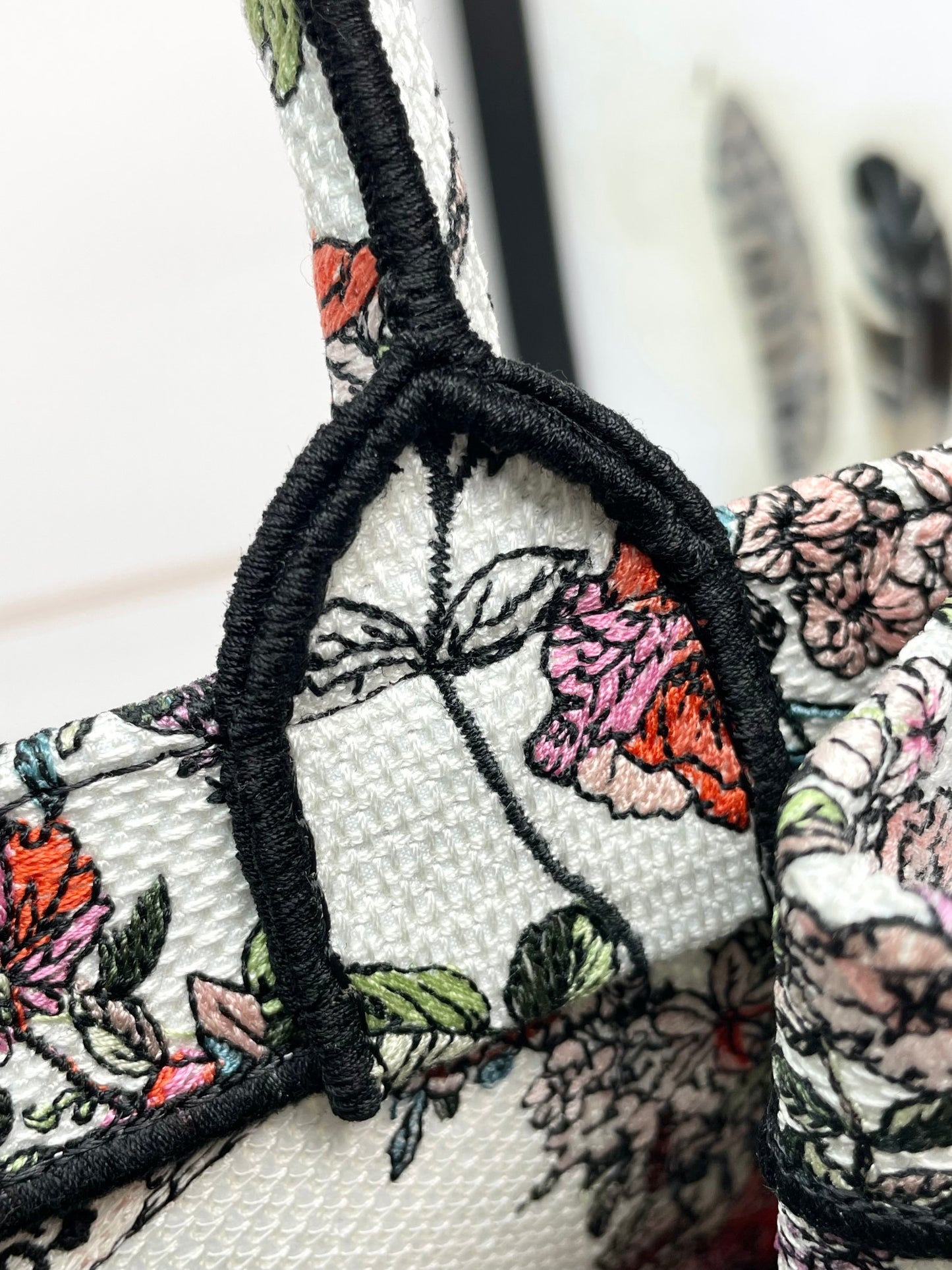 Dior Vintage Floral Tapestry Canvas Tote Bag with Top Handles