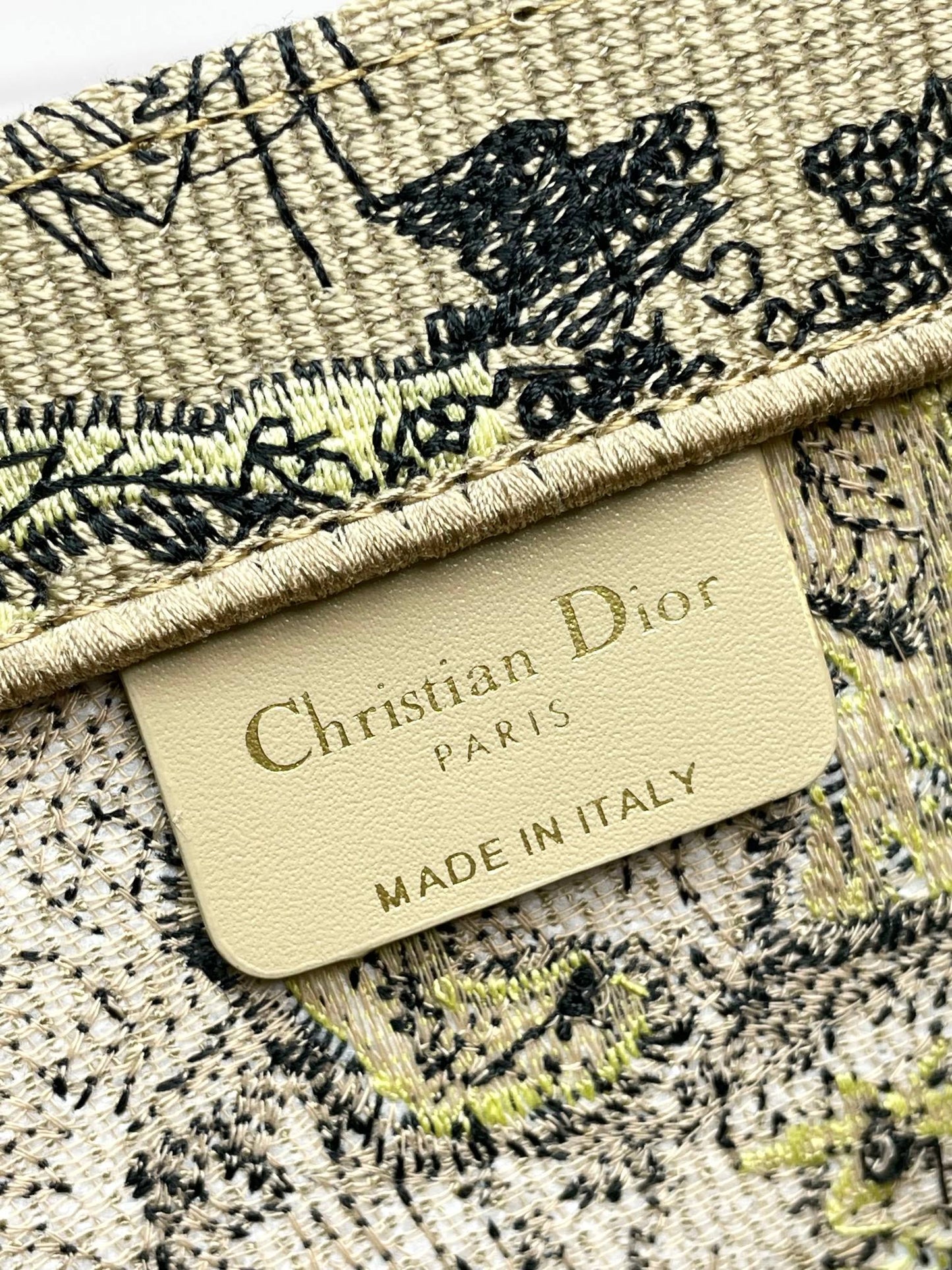 Dior Vintage Embroidered Tiger Print Canvas Tote Bag with Top Handles