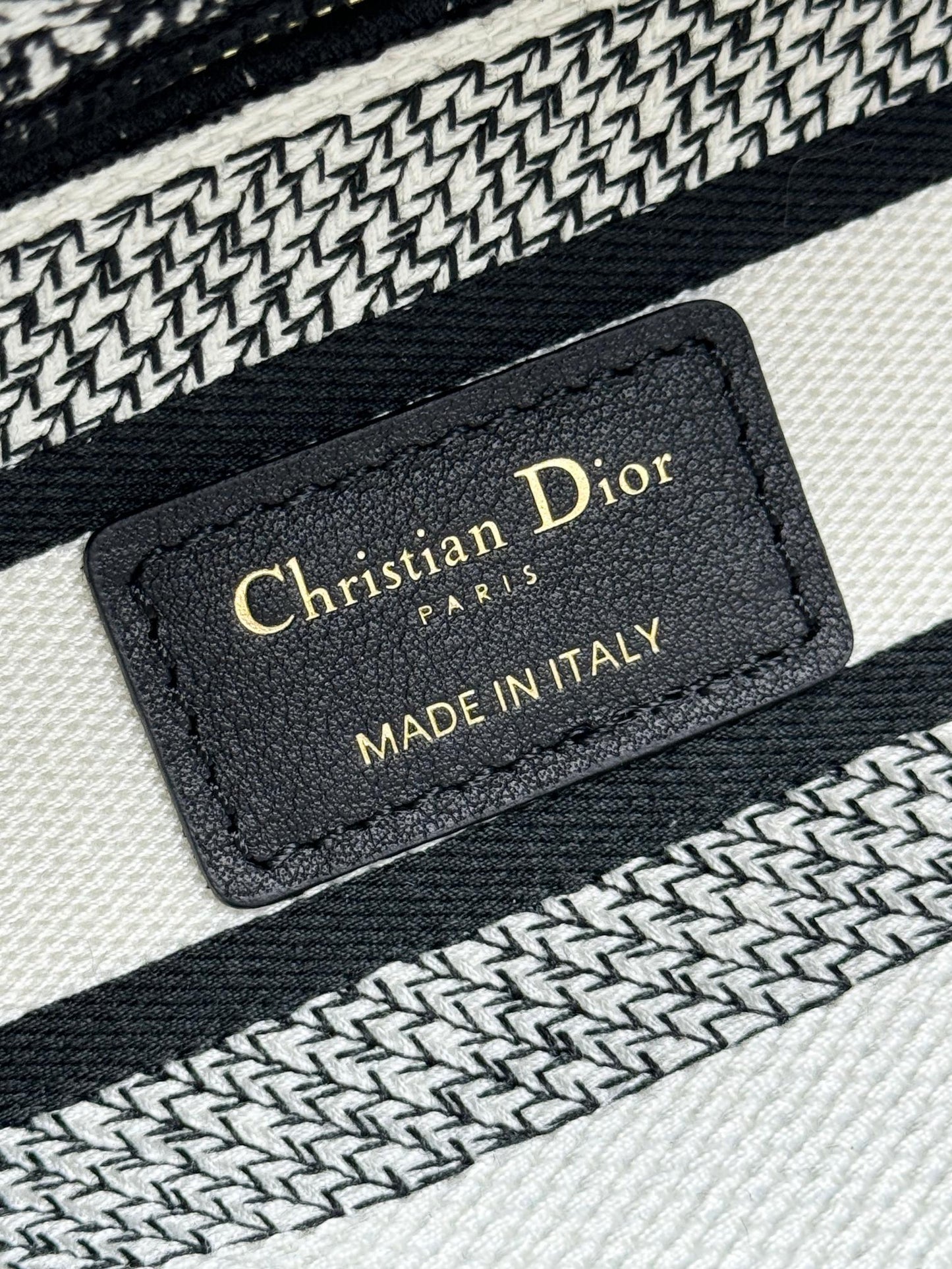 Dior Black and White Toile Print Embroidered Canvas Top Handle Handbag