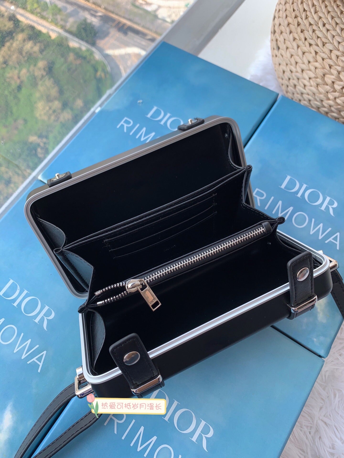 Matte Black Ribbed Hardshell Mini Suitcase Crossbody Bag