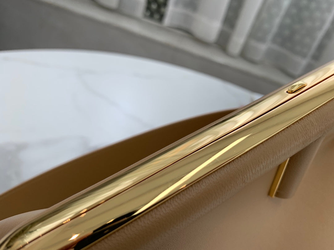 Fendi First Beige Leather Asymmetric Shoulder Bag & Clutch