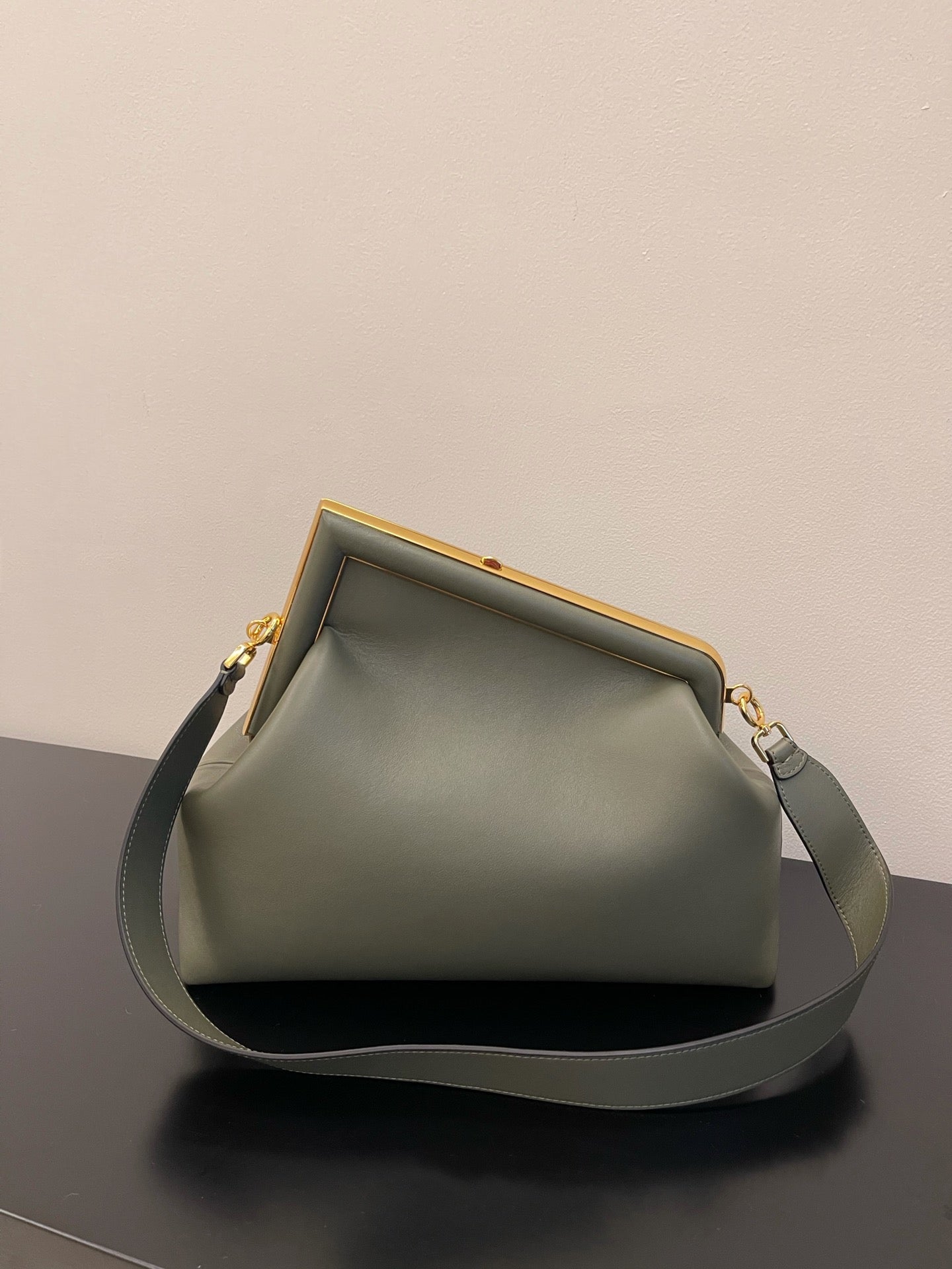 Women's Olive Green Frame Clutch Crossbody Bag - Elegant Evening Handbag