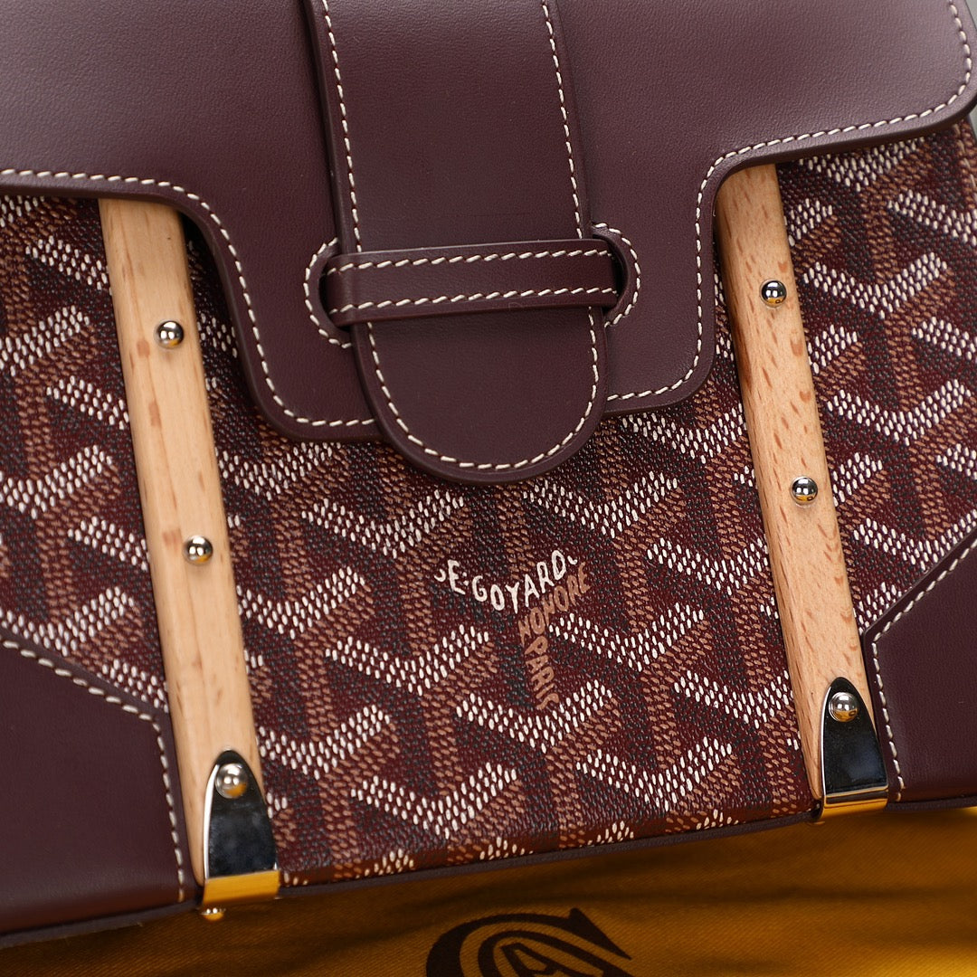 Gogy Vintage Burgundy Chevron Monogram Top Handle Leather Shoulder Bag