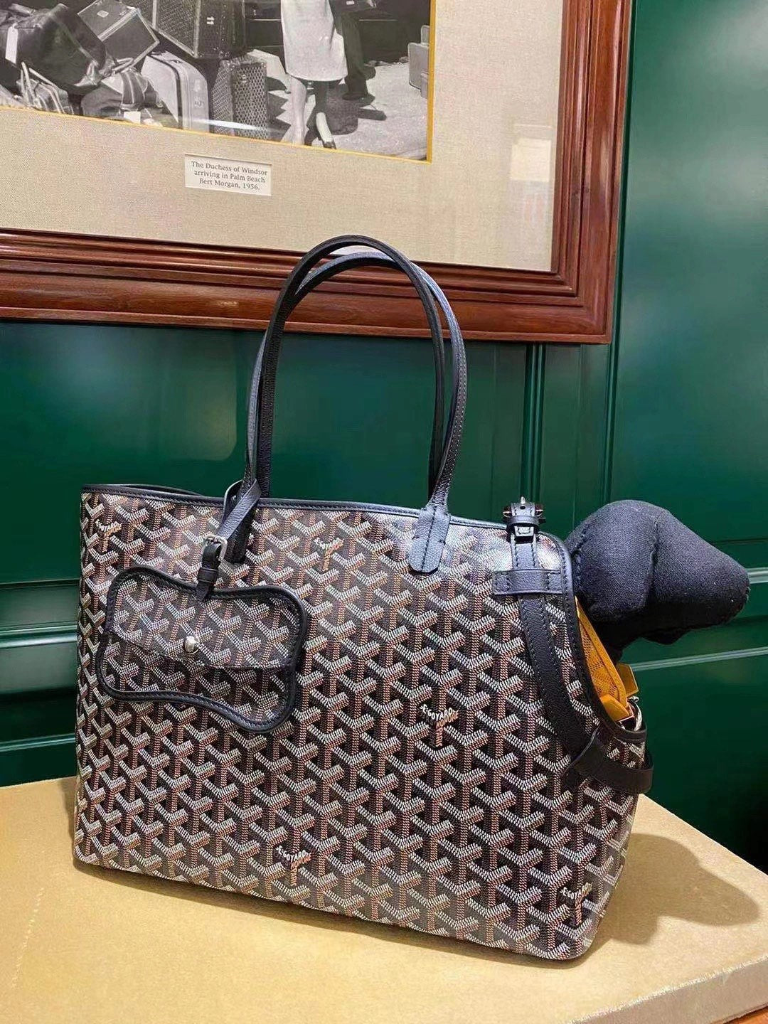 Gogy Designer Chevron Print Pet Carrier Tote Bag and Leather Dog Leash