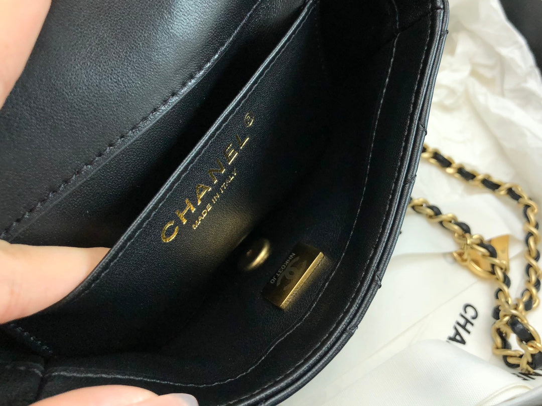 Chanel Mini Flap Bag with Heart Charms - Black Quilted Lambskin & Gold-Tone Hardware