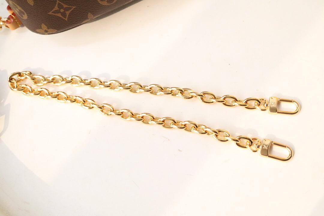 Louis Vuitton Vintage Brown Monogram Canvas Shoulder Bag with Gold Chain