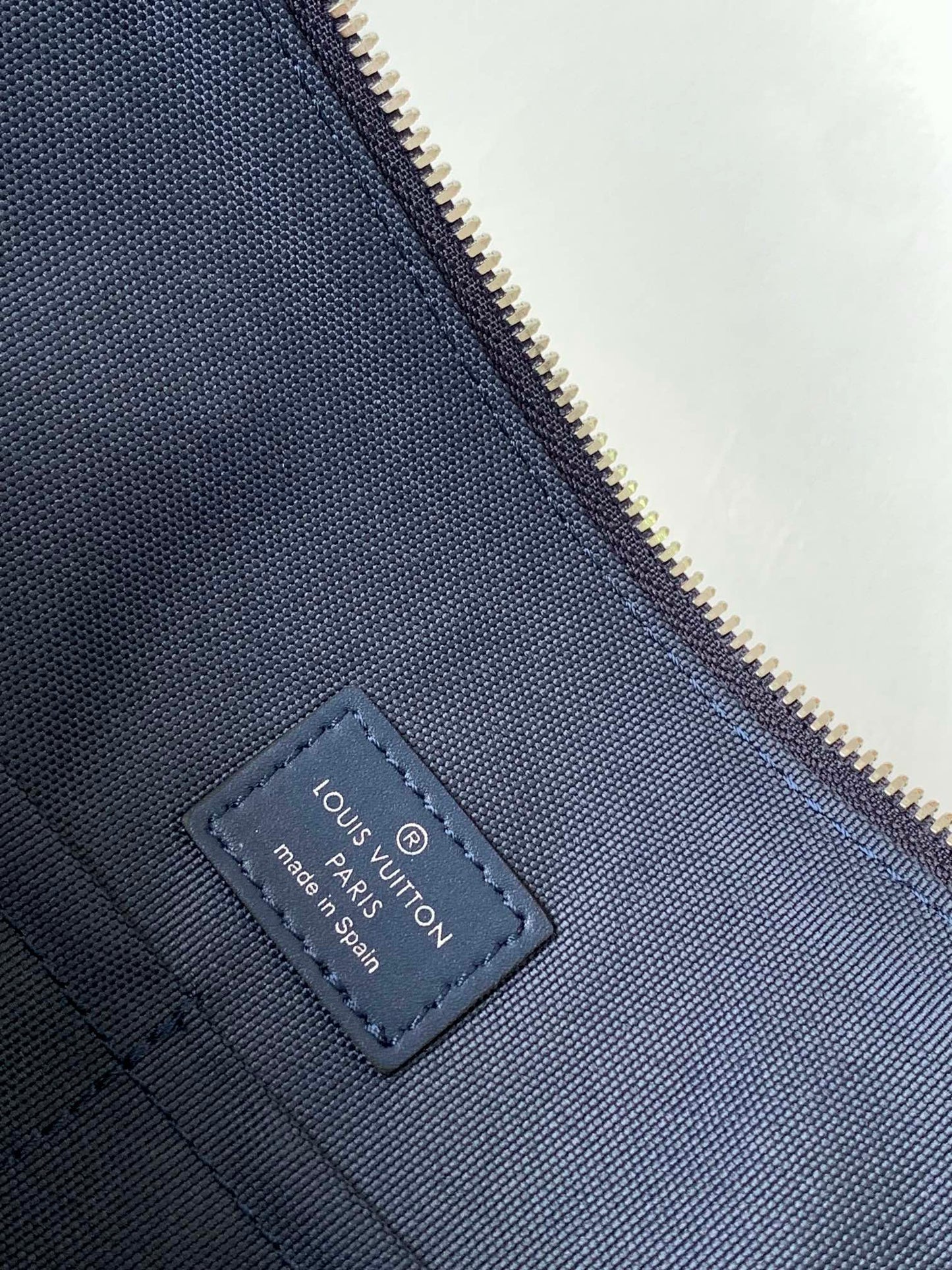 Louis Vuitton Navy Blue Leather Slim Briefcase Laptop Bag