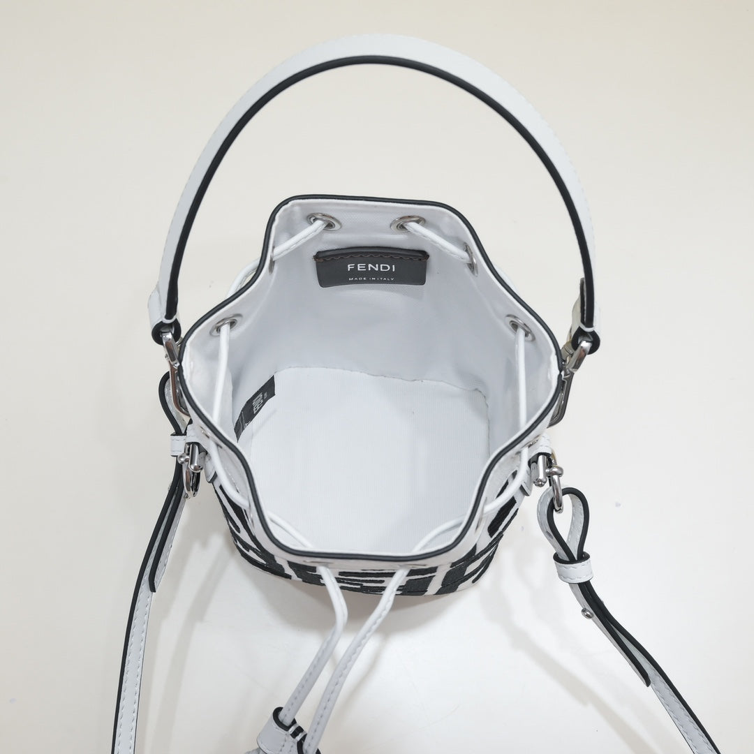 Fendi Mon Tresor FF Logo Small Bucket Bag - Black & White
