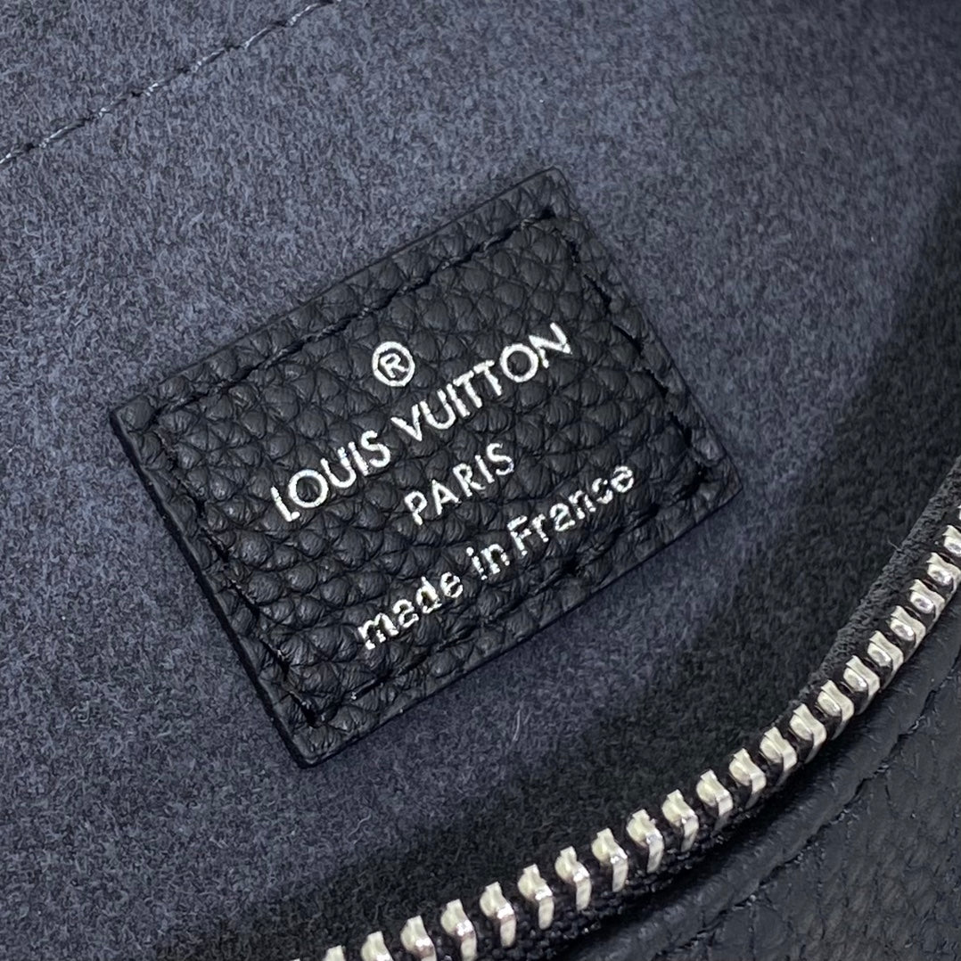Louis Vuitton Black Embossed Crescent Shoulder Bag with Silver Chain and Coin Purse