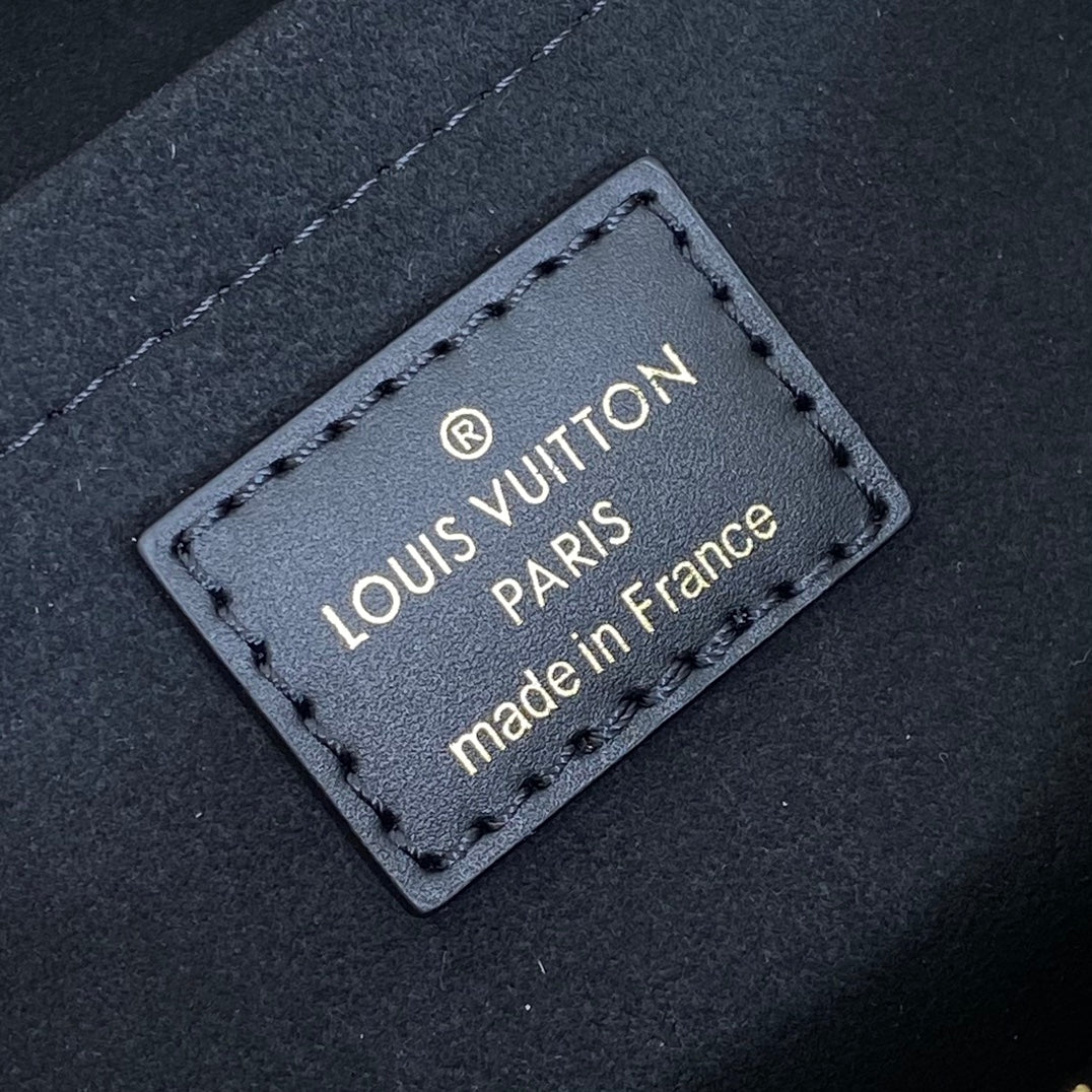 Louis Vuitton Black Embossed Leather Top Handle Shoulder Bag with Gold Hardware