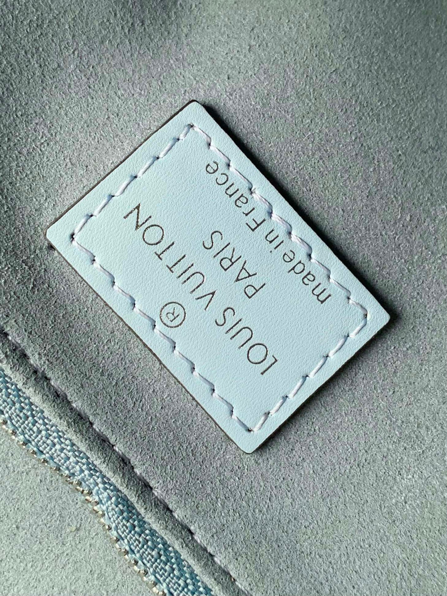 Louis Vuitton Classic Light Blue Textured Leather Crossbody Handbag with Top Handle