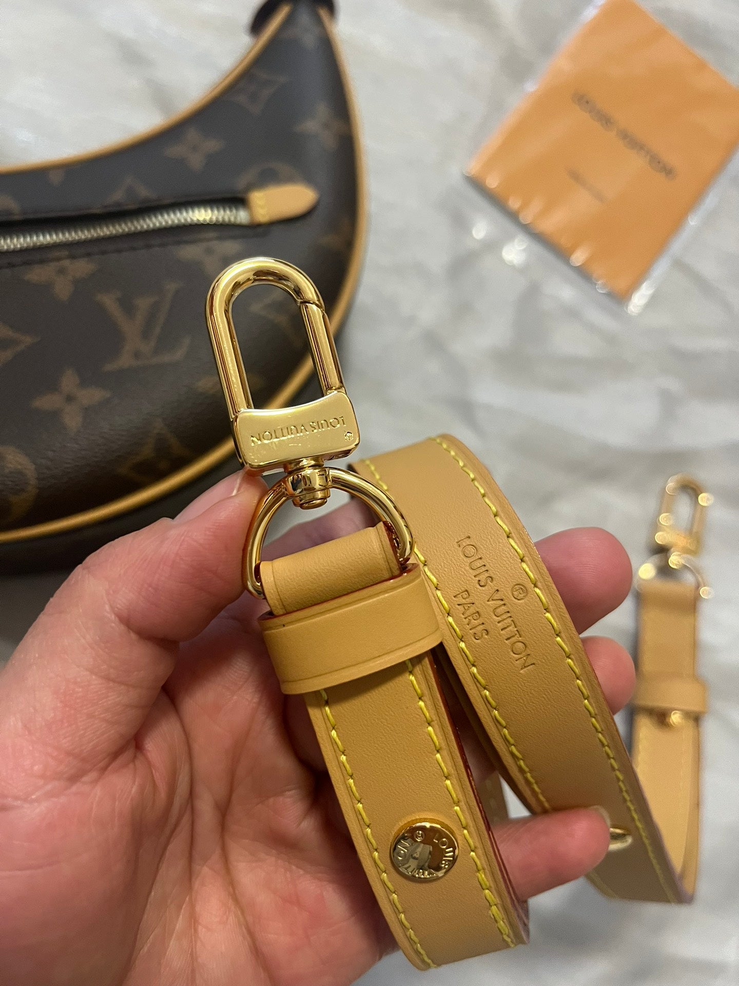 Louis Vuitton Vintage Brown Monogram Crescent Hobo Bag with Gold Chain
