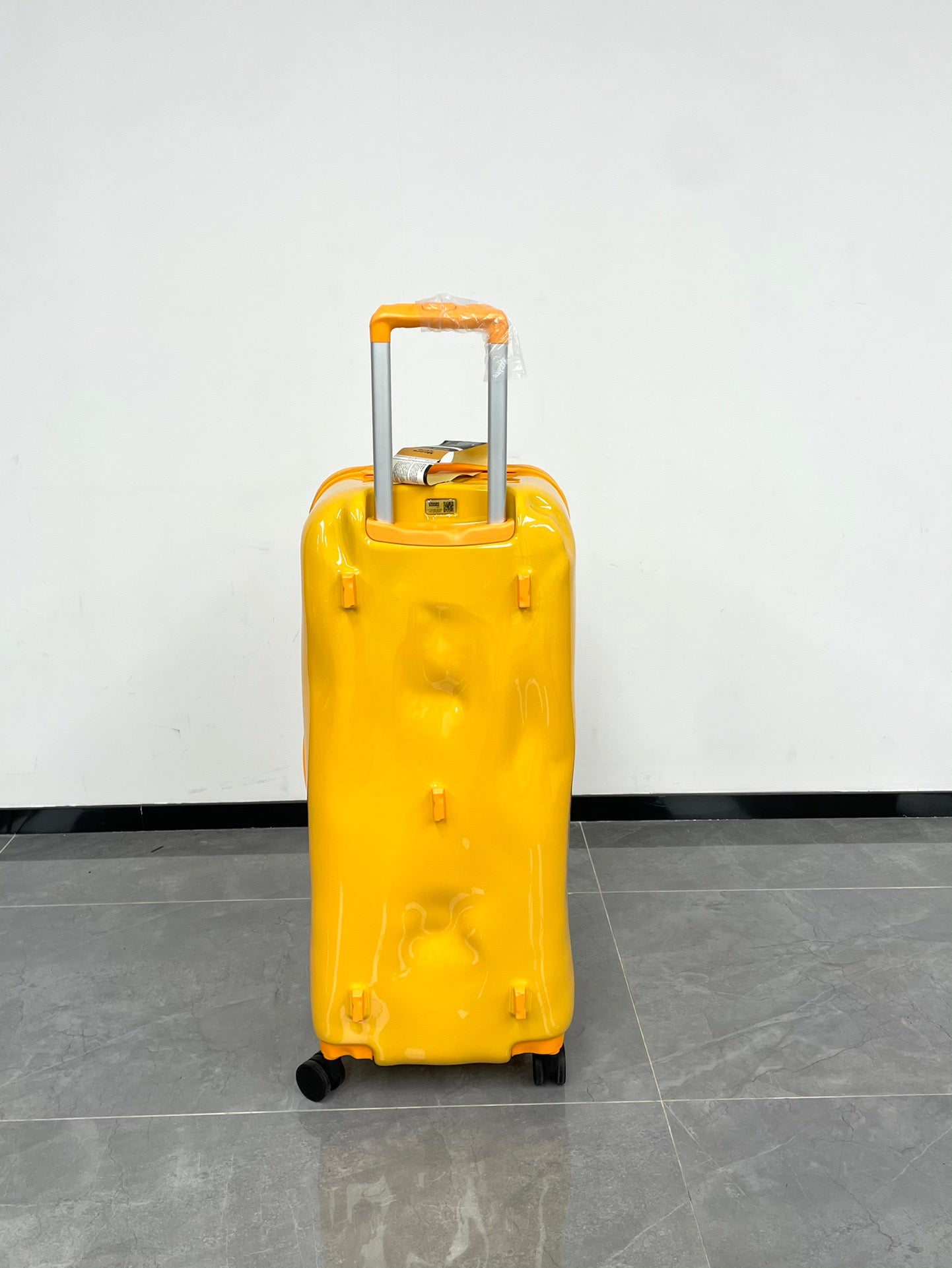 Bright Yellow Glossy Waterproof Rolling Suitcase Travel Luggage