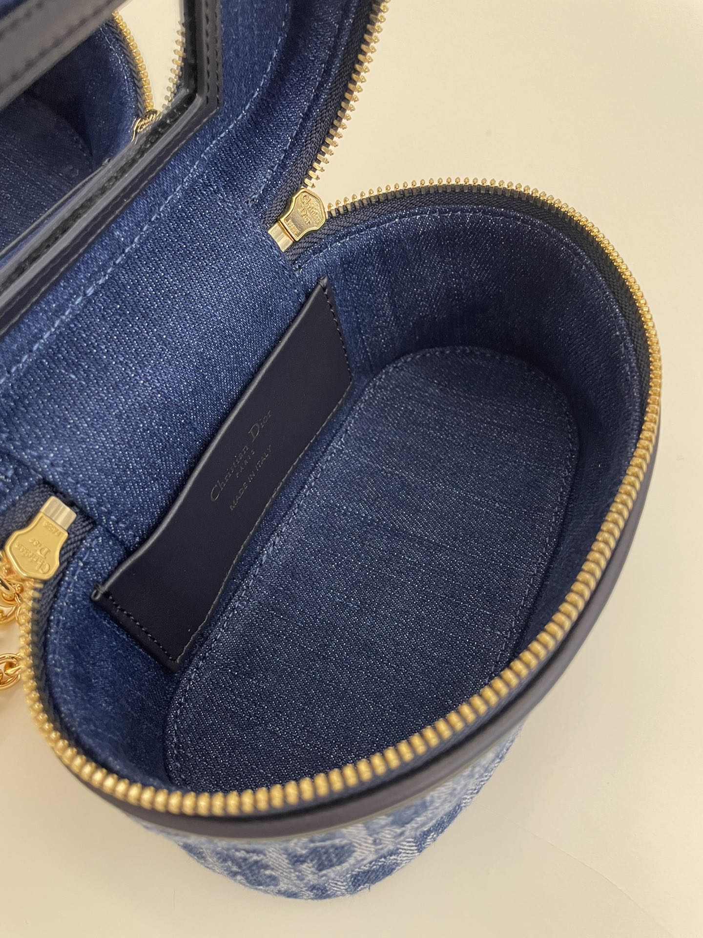 Dior Vintage Blue Monogram Vanity Case Crossbody Bag with Top Handle