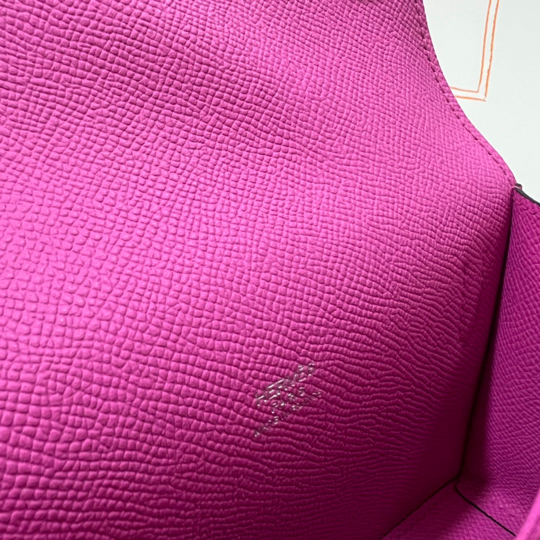 Hermès Constance Slim Wallet in Pink Epsom Leather with Silver Hardware