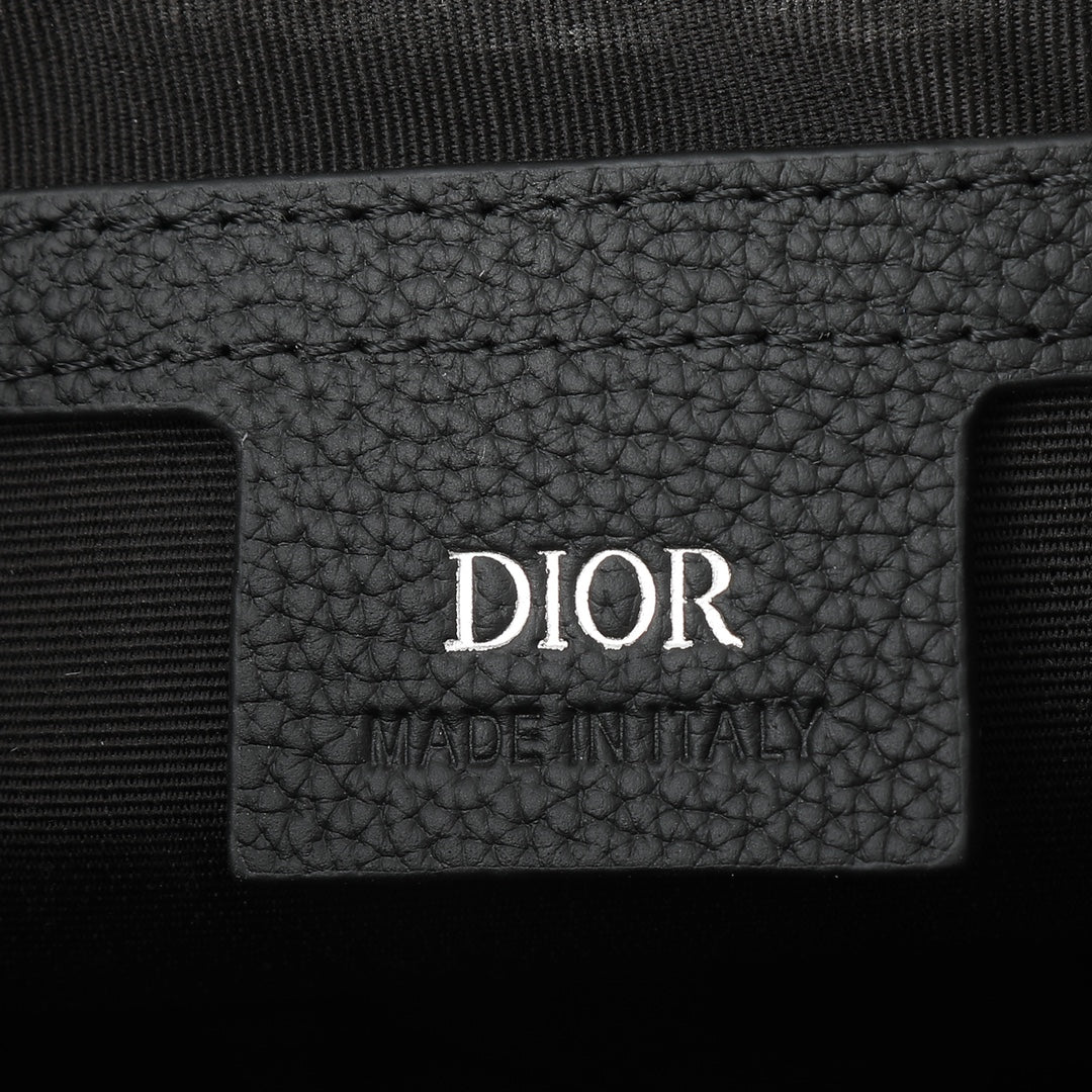 Dior Black Embossed Monogram Leather Crossbody Messenger Bag