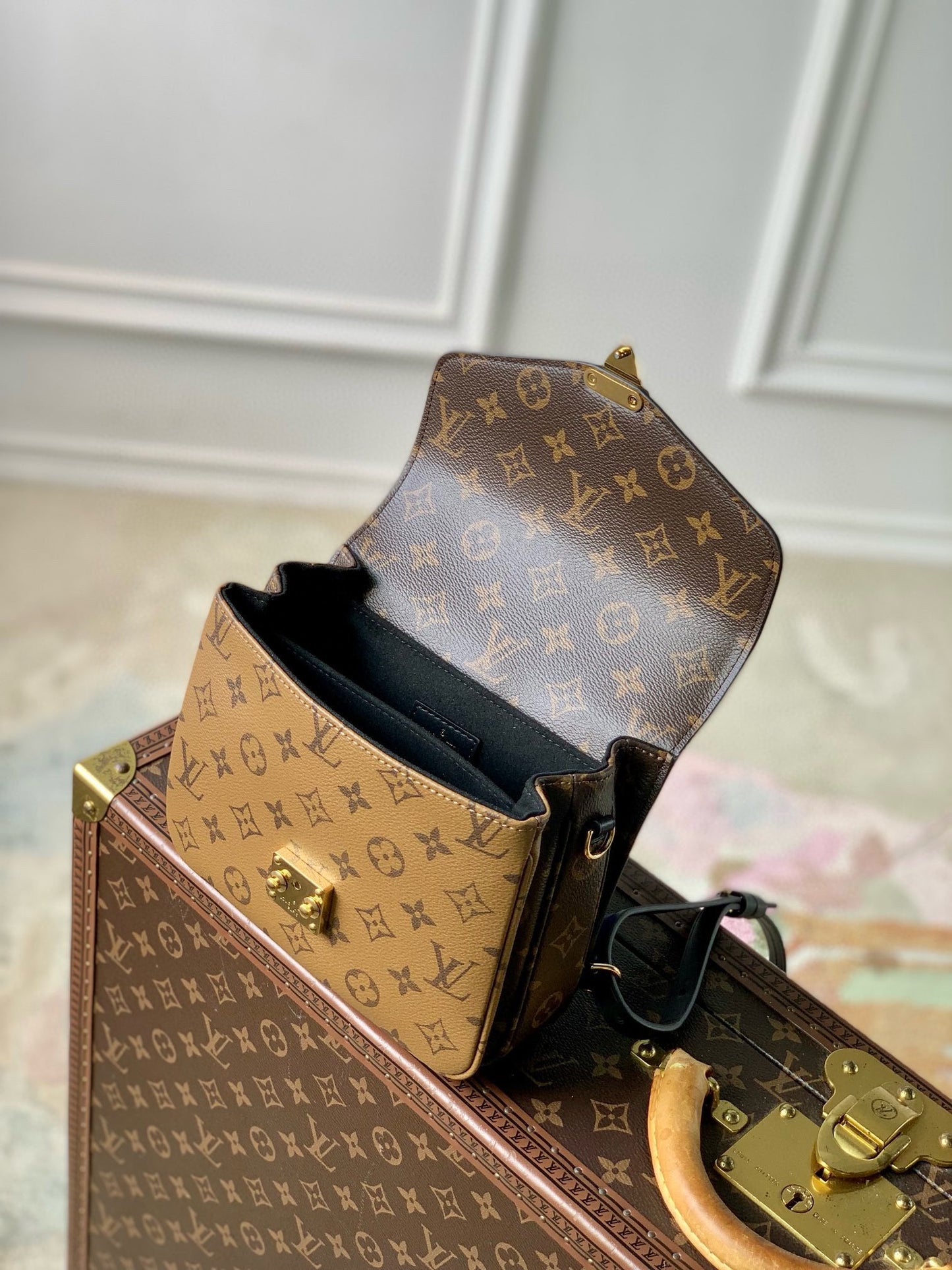 Louis Vuitton Vintage Monogram Print Two-Tone Mini Crossbody Bag with Chain