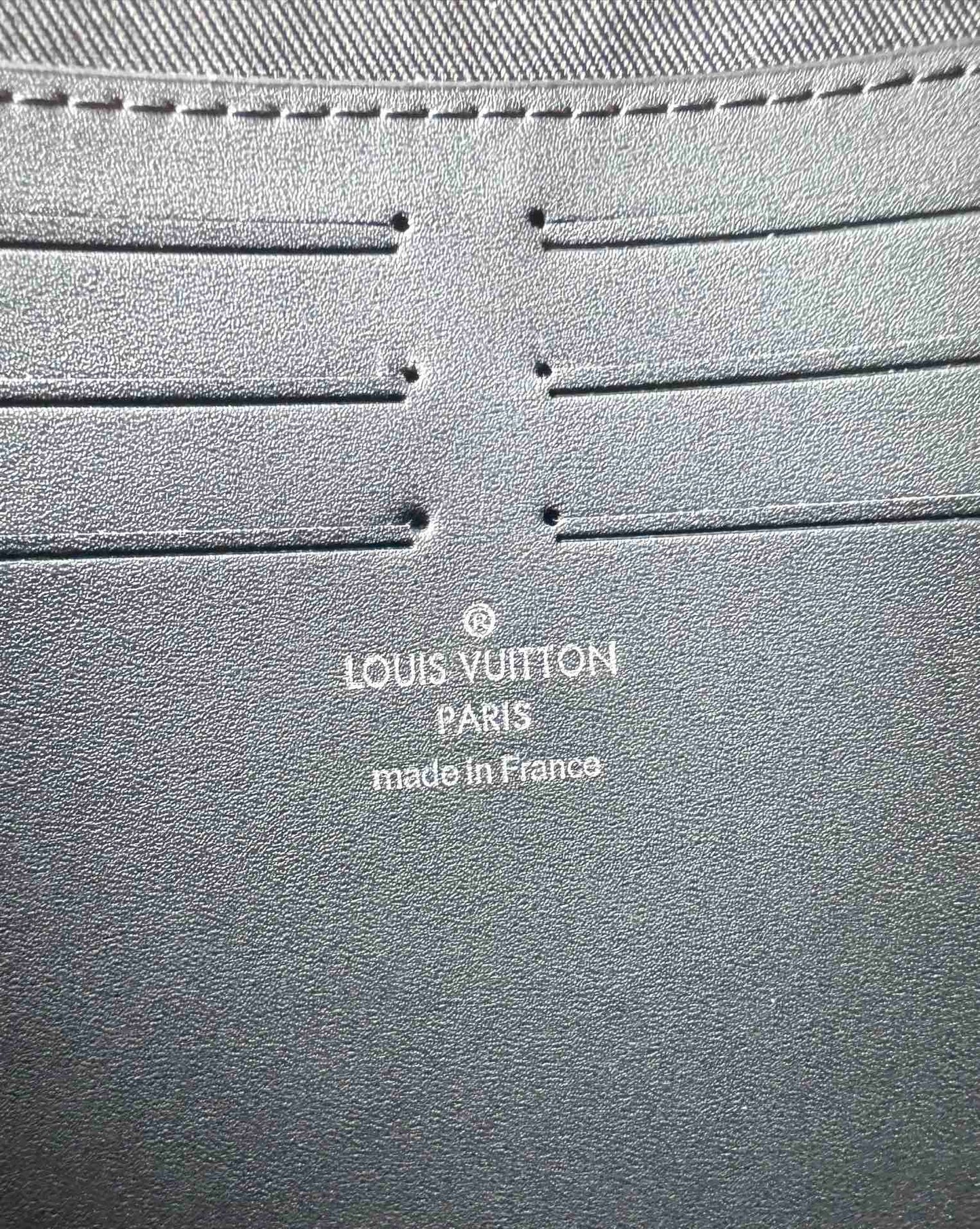 Louis Vuitton Classic Black Embossed Monogram Leather Clutch Zipper Pouch