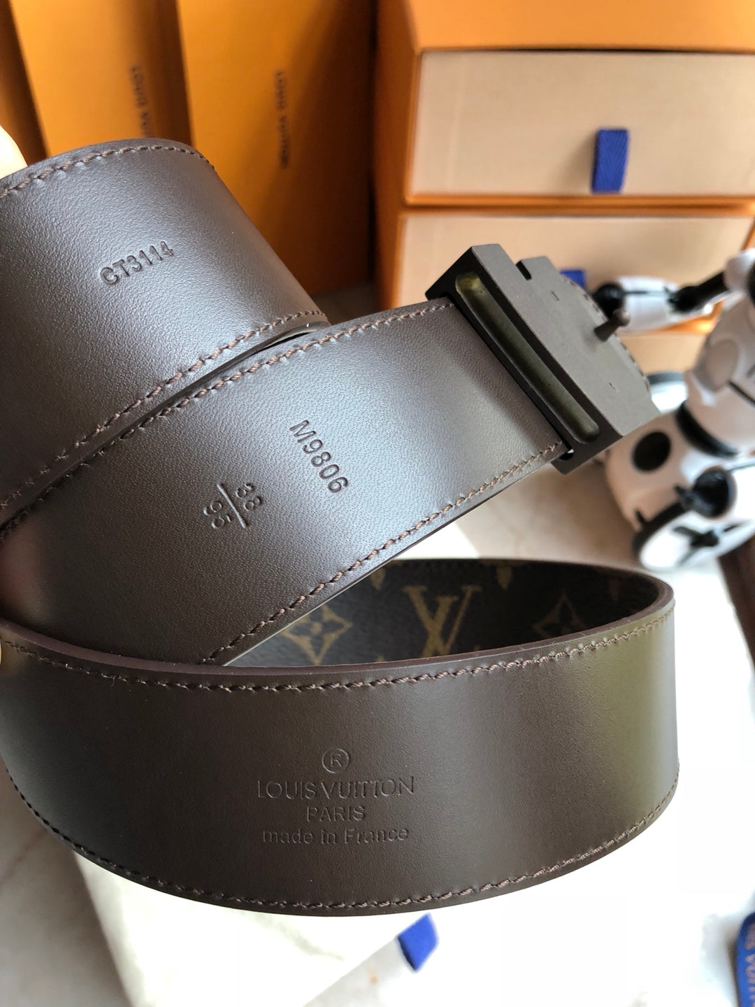 Louis Vuitton Men's LV Initiales 40mm Reversible Belt, Monogram Canvas and Black Leather