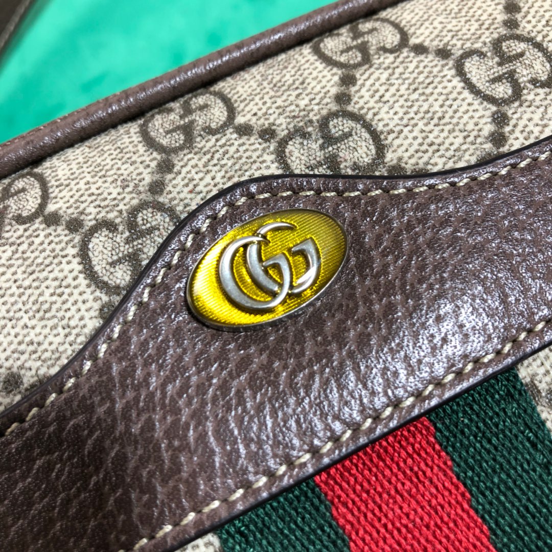 Gucci Retro Monogram Canvas Mini Crossbody Bag with Web Stripe Detail