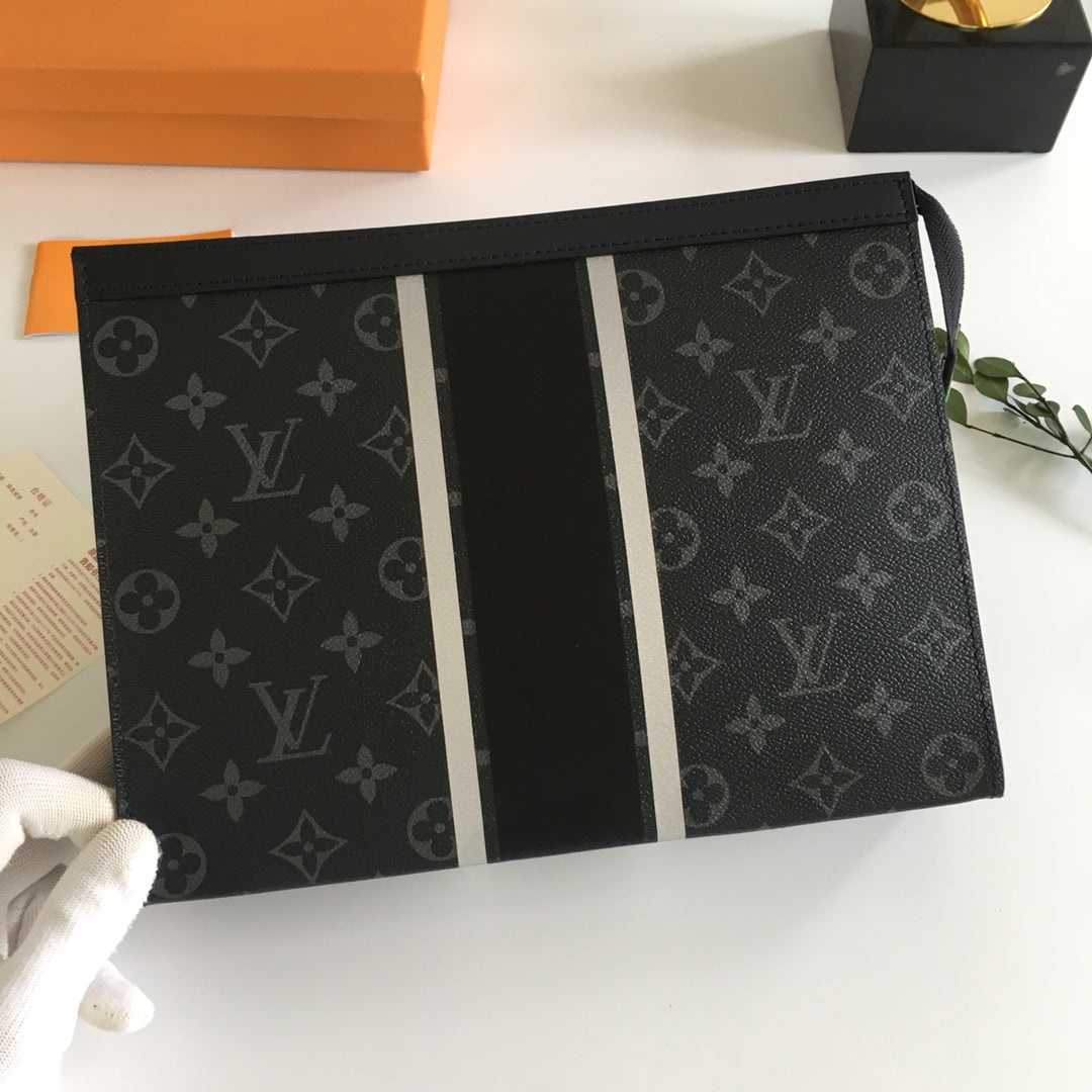 Louis Vuitton Black Monogram Canvas Zipper Clutch Bag and Business Portfolio Case
