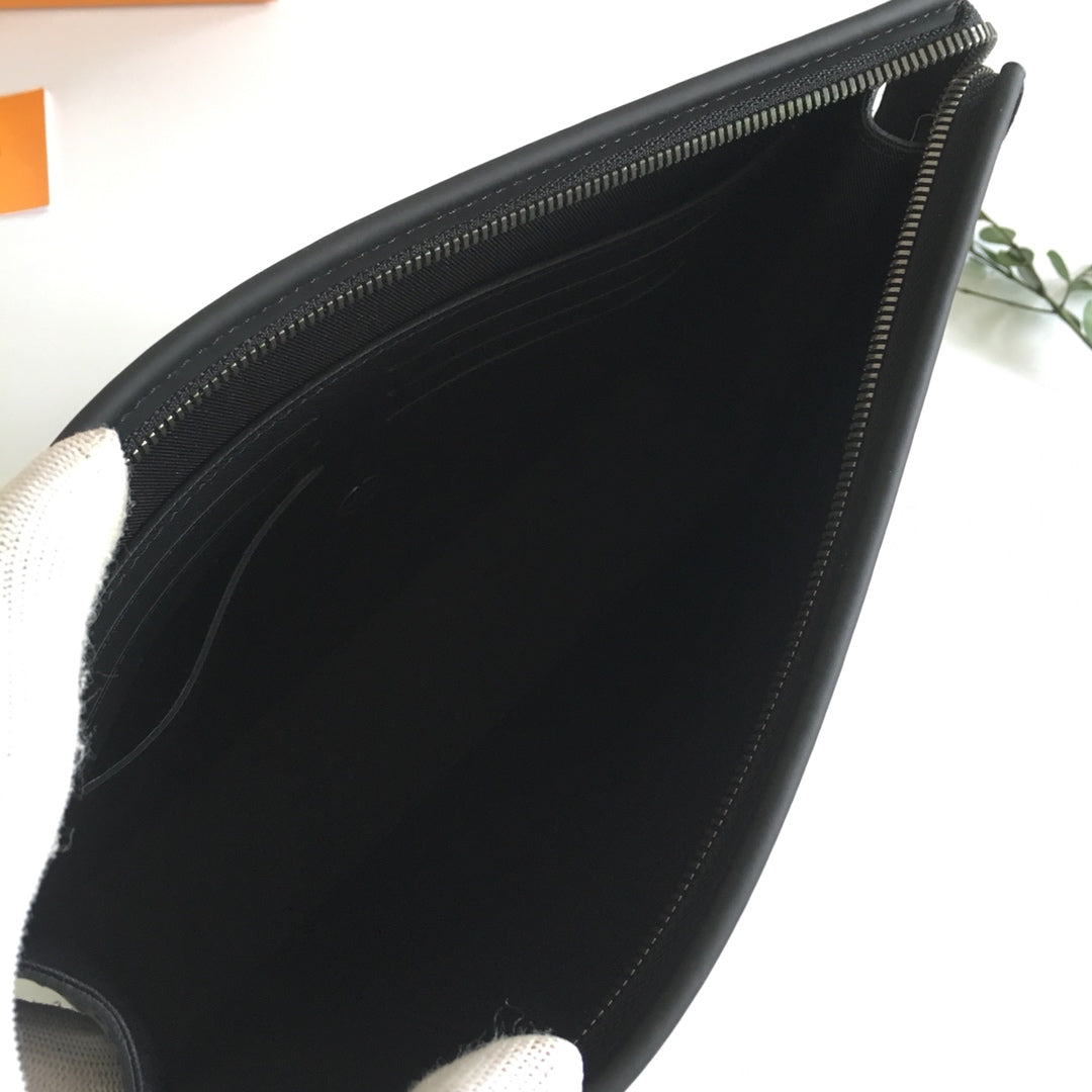 Louis Vuitton Black Monogram Canvas Zipper Clutch Bag and Business Portfolio Case