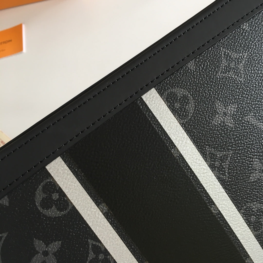 Louis Vuitton Black Monogram Canvas Zipper Clutch Bag and Business Portfolio Case