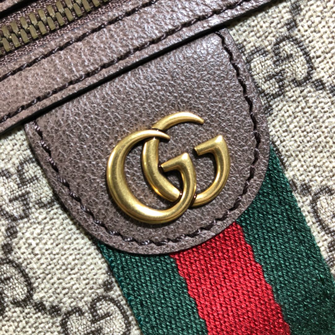 Gucci Vintage Monogram Canvas Belt Bag with Web Stripe and Leather Trim