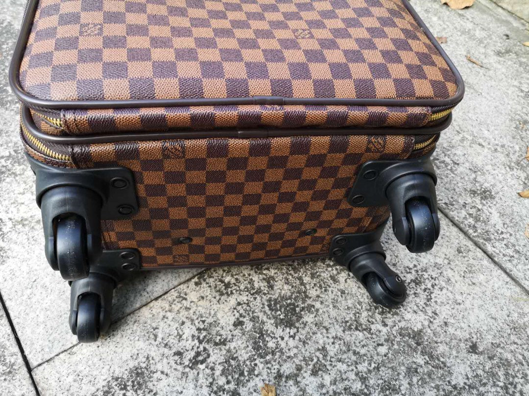Brown Checkered Pattern Rolling Luggage Set 2-Piece Travel Suitcases