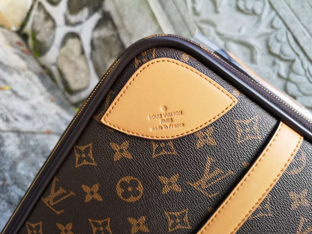 Vintage Brown Monogram 2-Piece Travel Luggage and Suitcase Set