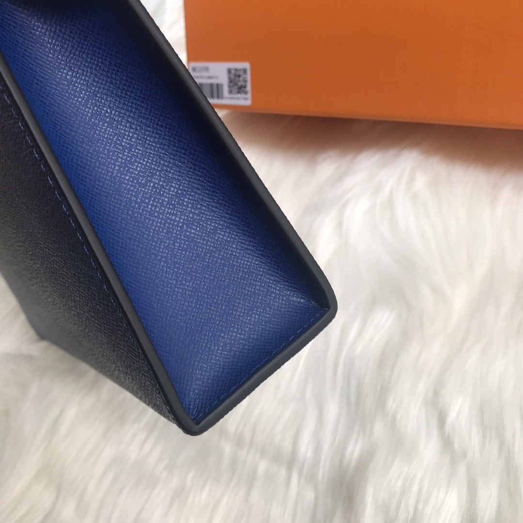 Louis Vuitton Navy Blue Monogram Embossed Leather Zippered Clutch Pouch