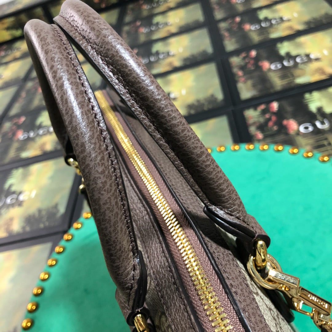 Gucci Horsebit 1955 Small Top Handle Bag GG Supreme Boutique Print Brown