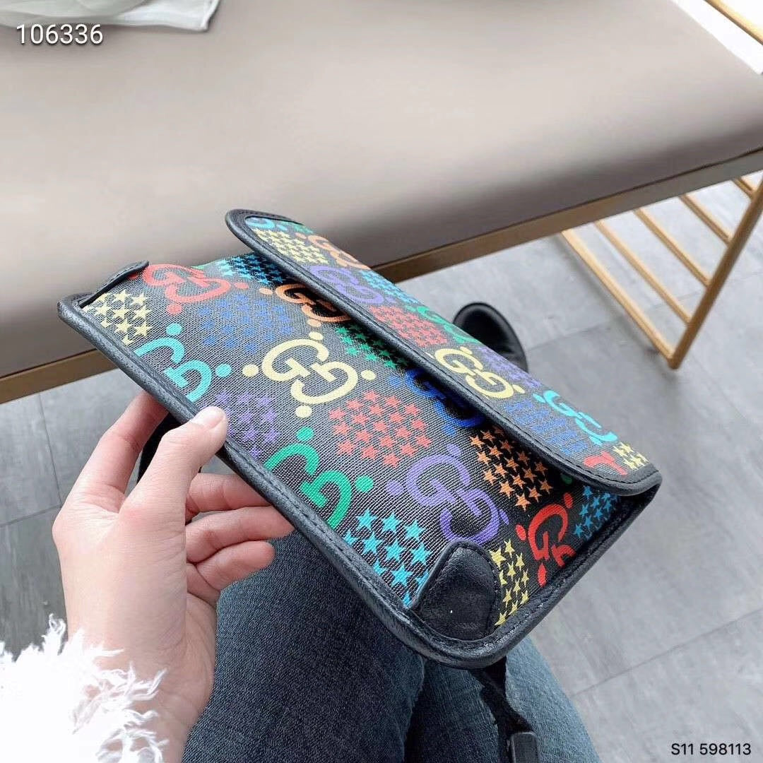 Gucci Multicolor Monogram and Star Print Waist Bag Fanny Pack