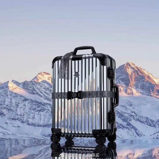 Metallic Silver Ribbed Carry-On Luggage with Spinner Wheels