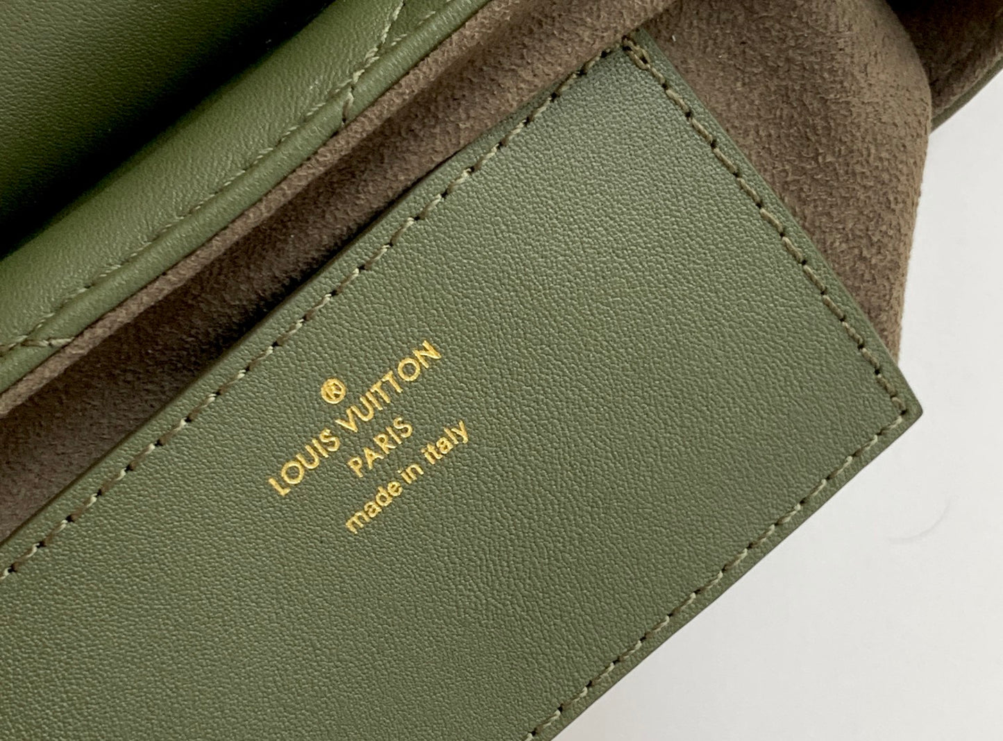 Louis Vuitton Chevron Quilted Olive Green Crossbody Shoulder Bag with Round Pouch