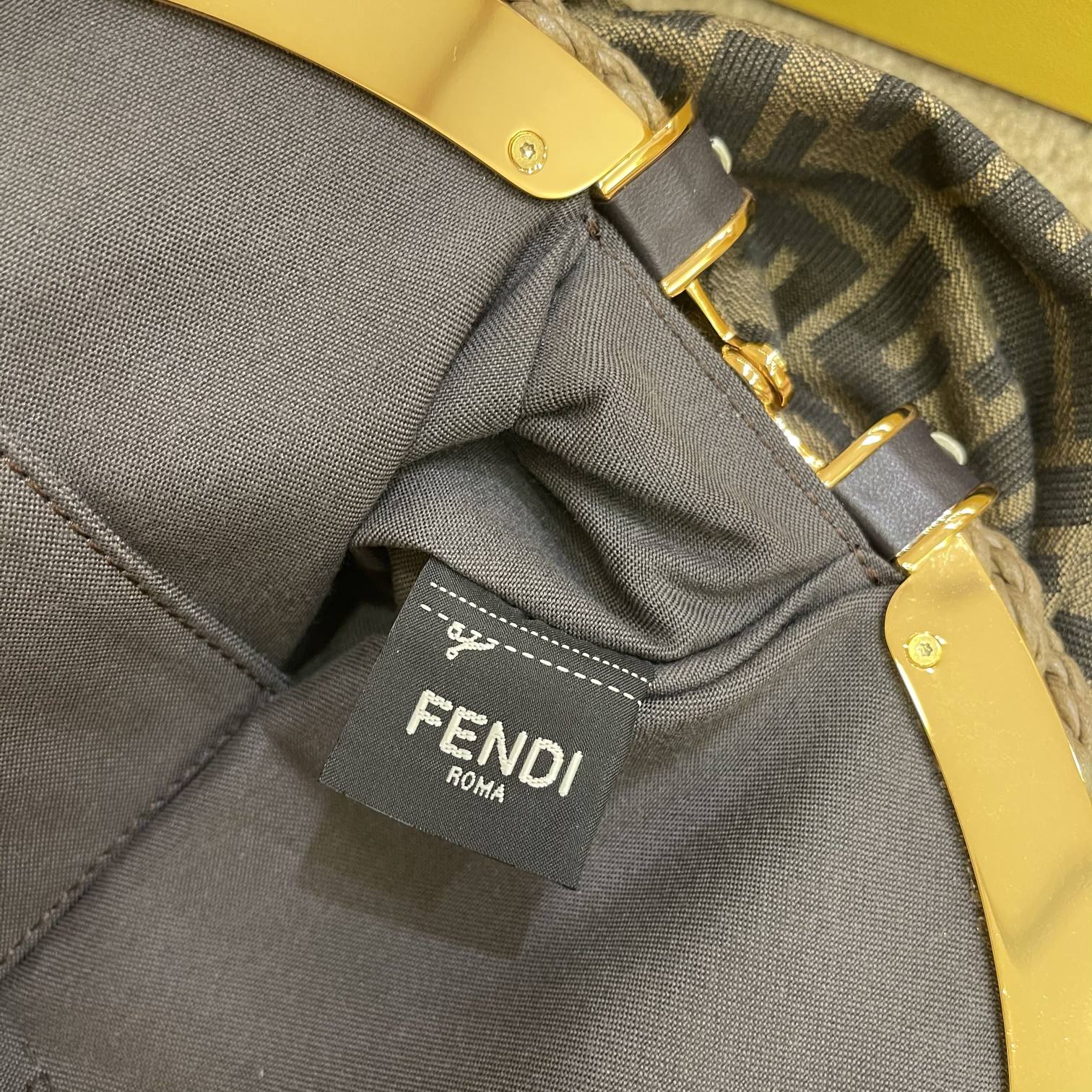 Fendi First Medium FF Fabric Clutch Bag - Brown FF Logo