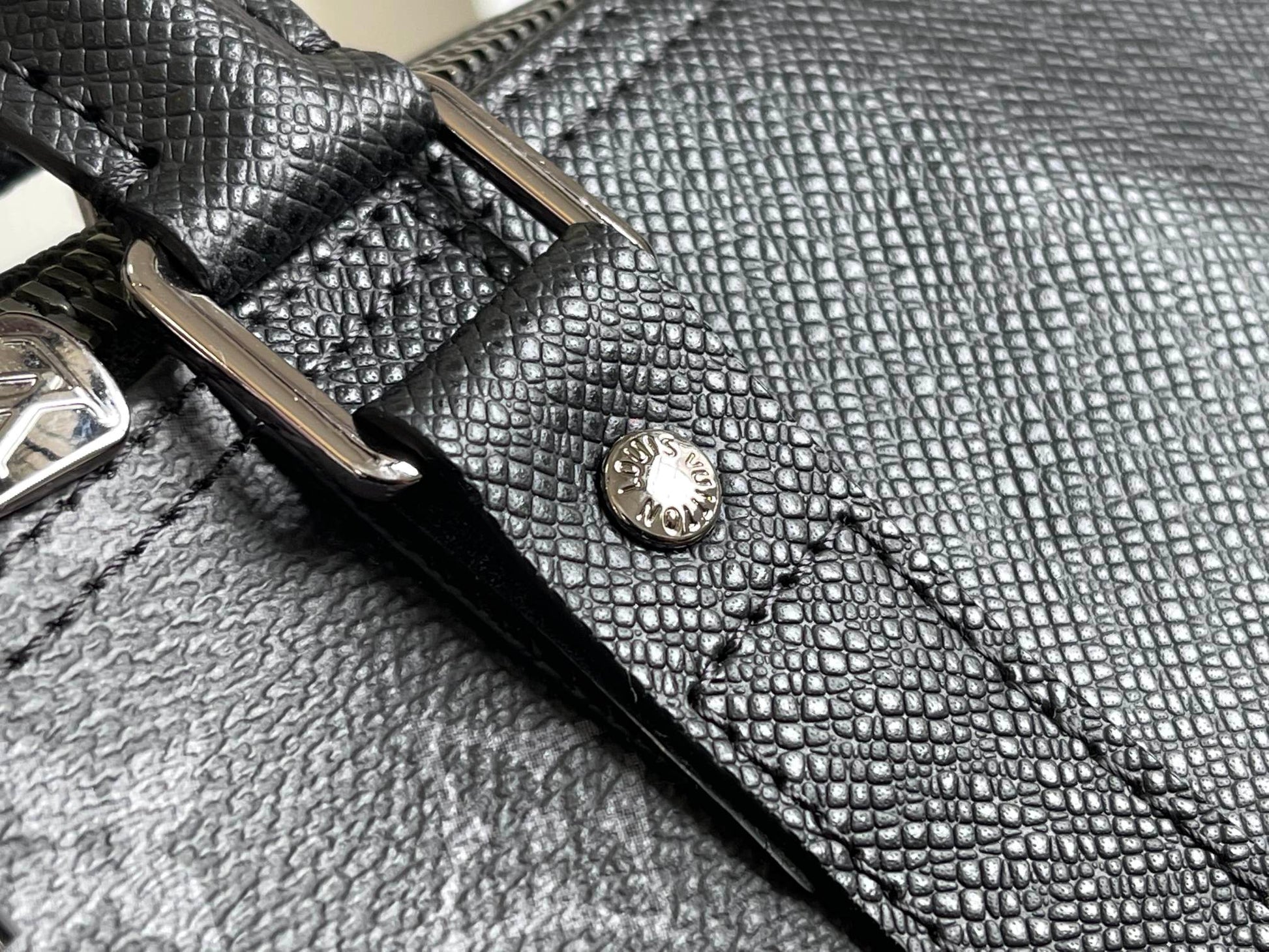 Louis Vuitton Black Monogram Embossed Leather Weekender Travel Duffle Bag