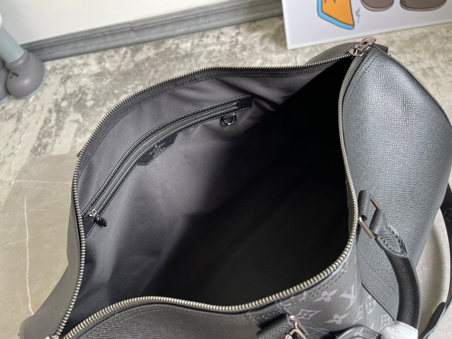 Designer Inspired Men's Monogram Black Duffle Bag - Travel Weekender Luggage