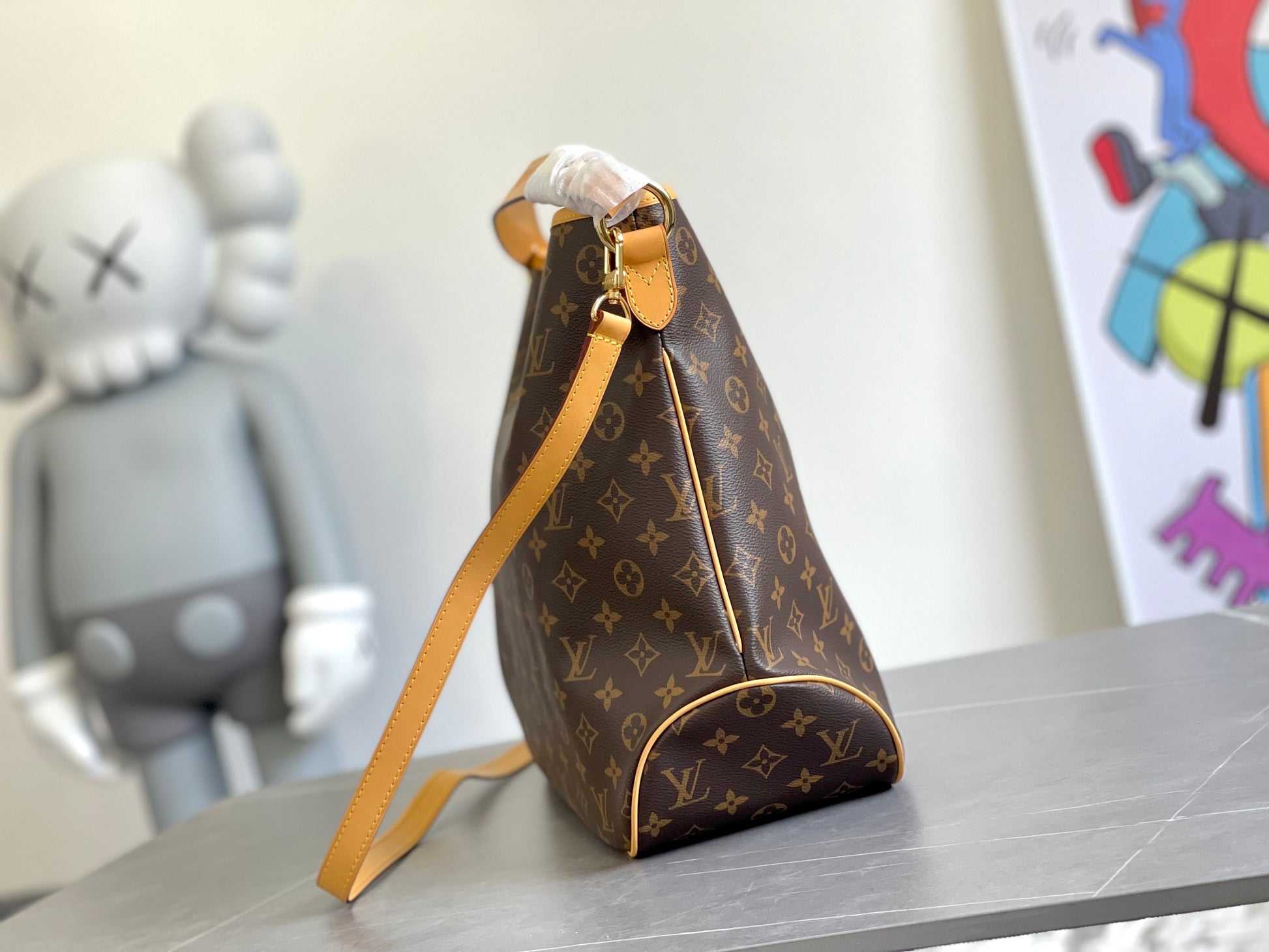 Louis Vuitton Classic Brown Monogram Hobo Shoulder Bag with Matching Pouch Set
